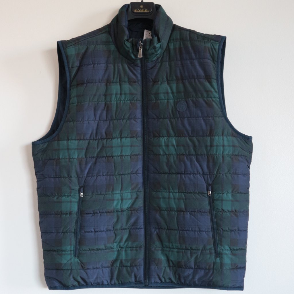 Brooks Brothers Men's Reversible Black Watch Plaid Quilted Puffer Vest N